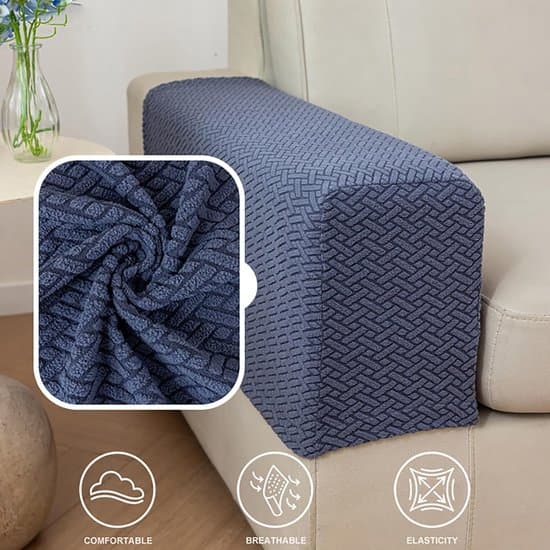 2-pack soffarmstödsskydd, tvättbara soffarmstödsskydd, fåtöljskydd, elastiska soffarmstödsskydd (benvit)