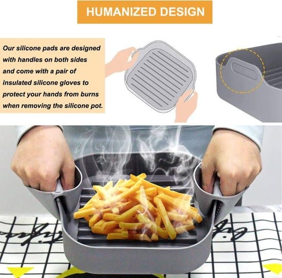 Airfryer tilbehør, silikone bageform, 20cm, med handsker/børste, Grå