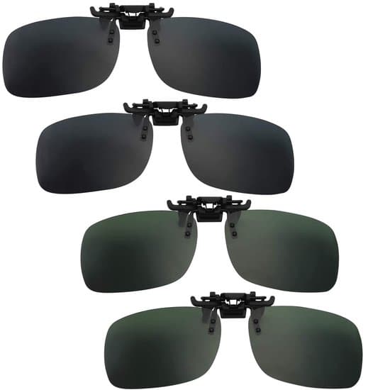 4-pack clip-on solglasögon - polariserade och UV-skydd