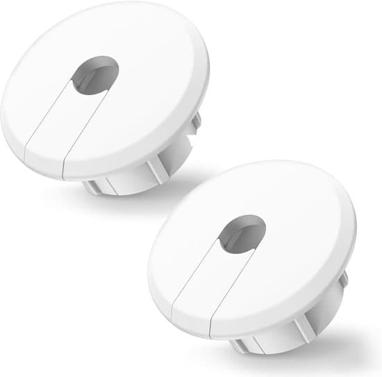 Väggmonterade kabelgenomföringshål - 3,5 cm diameter - 2-pack - Vit