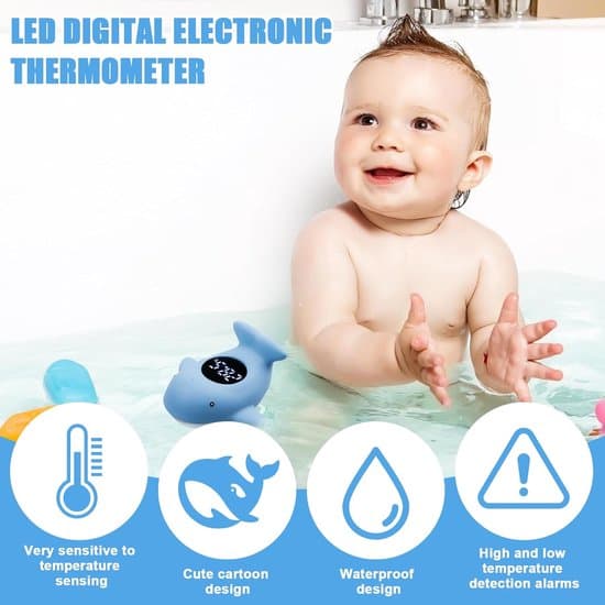 Valformad babybadtermometer, digital och flyter på vatten