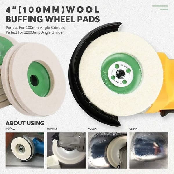 Grøn - 10-delt uldfiltskive til vinkelsliber, 10 cm/8 mm