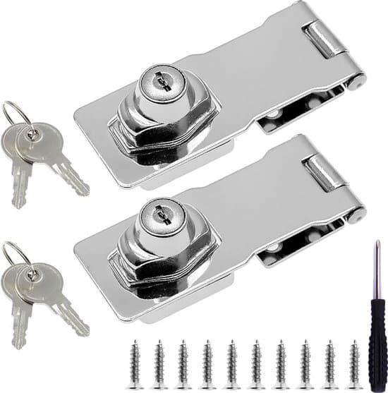 2-pack 105 mm silver barnskyddande metallskåps-/dörrlås
