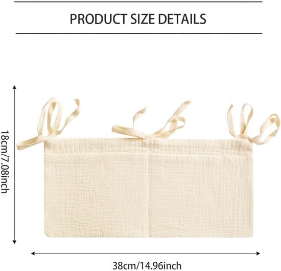 2-pack off-white bomullsförvaringsväskor för spjälsäng och barnvagn - 38 x 18 cm