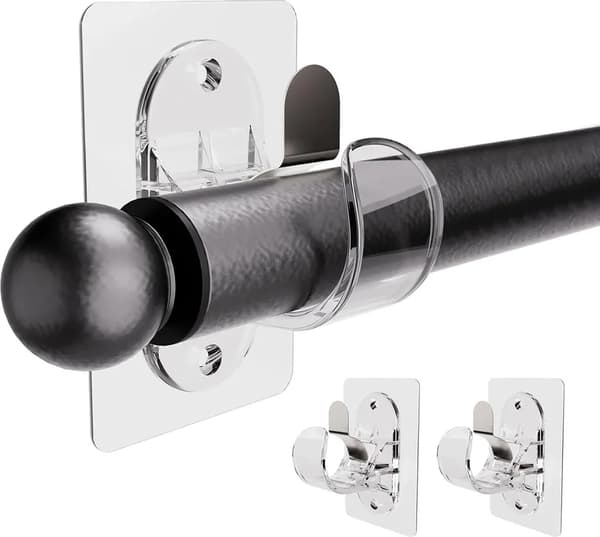 Gardinstångsfäste - självhäftande - 2-pack - transparent