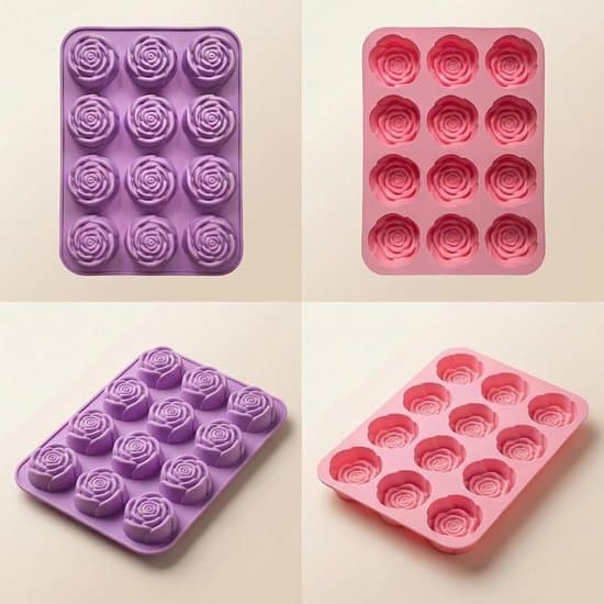 2-pack rosformade silikonformar för bakning/godis/tvål (24 hålrum)