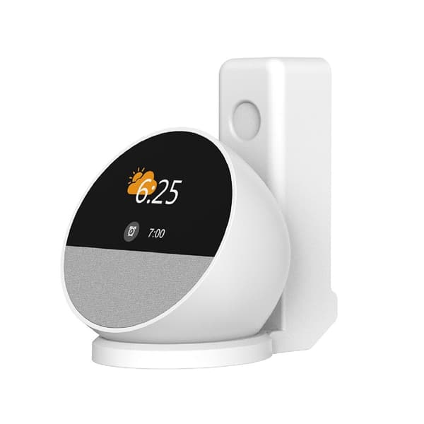 Väggfäste för Echo Spot T5, barnsäker kontakthållare, vit väggfäste för kabelhantering.