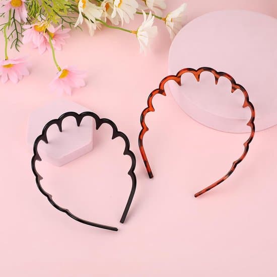Hårtilbehørssæt (4 dele) | Bølget plastikpandebånd & makeuppandebånd, til kvinder/piger, sort/leopard