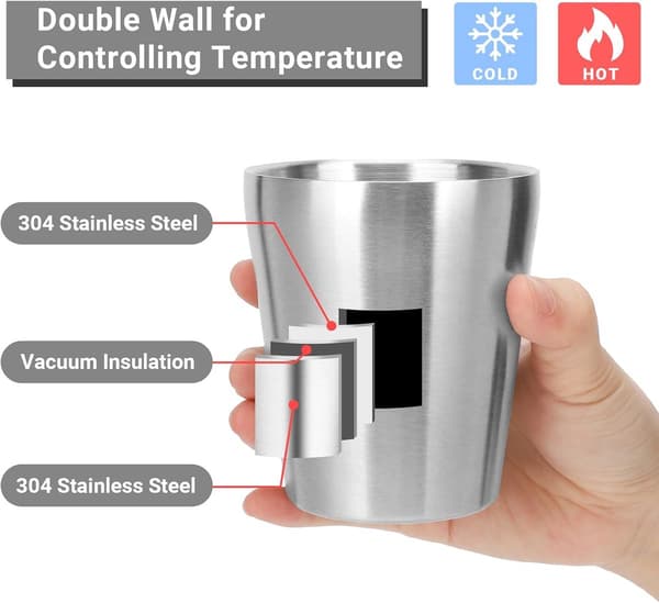 Silver 4-pack 175 ml dubbelväggiga drickskoppar i rostfritt stål