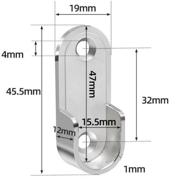 20-pack silver 45,5x19x12 mm ovala garderobsstångsfästen