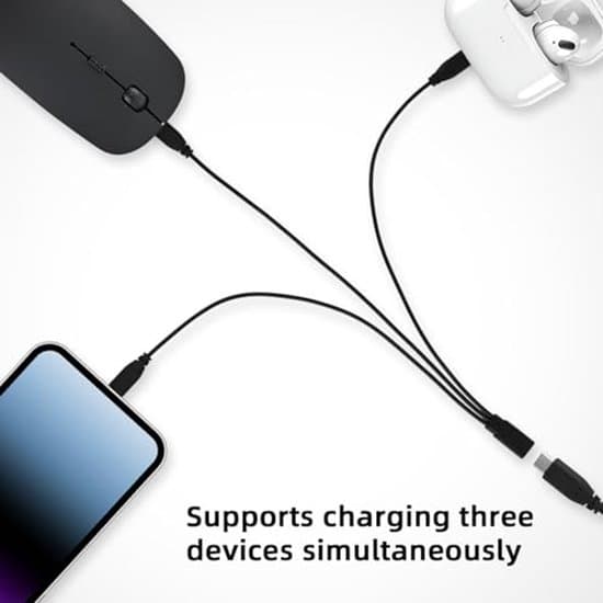 USB-C Splitter - 3-i-1 laddning och dataöverföring - 32 cm lång