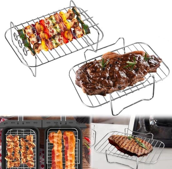 2-delt 304 rustfrit stål Airfryer Dehydrerings- og Spydstativ Sæt