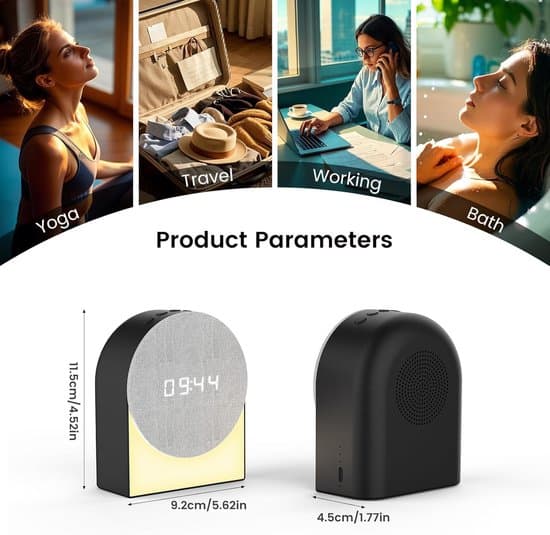 Vækkeur, lampe, Bluetooth-højttaler, hvid støjgenerator, sort