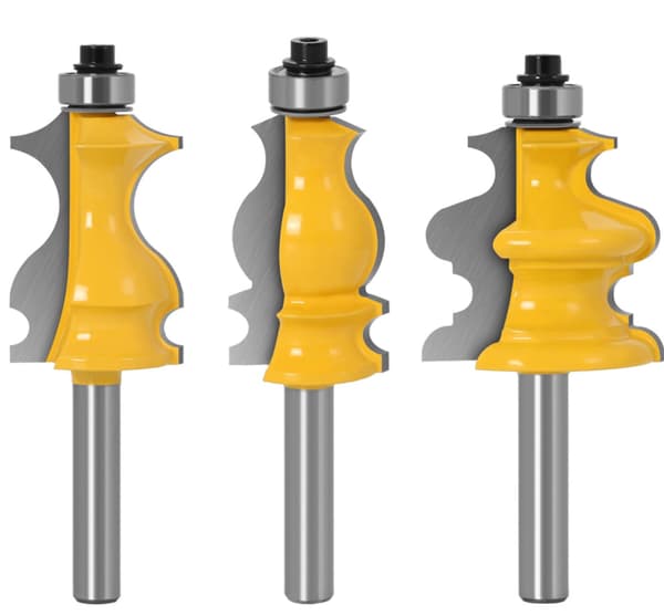 3-pack med 8 mm arkitektoniska fräsar, träbearbetningsfräsar