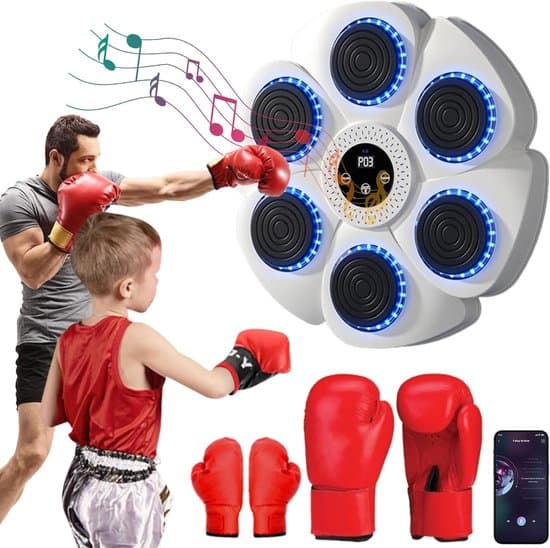 Musikboxningsmaskin, smart LED väggmonterad med handskar, Bluetooth