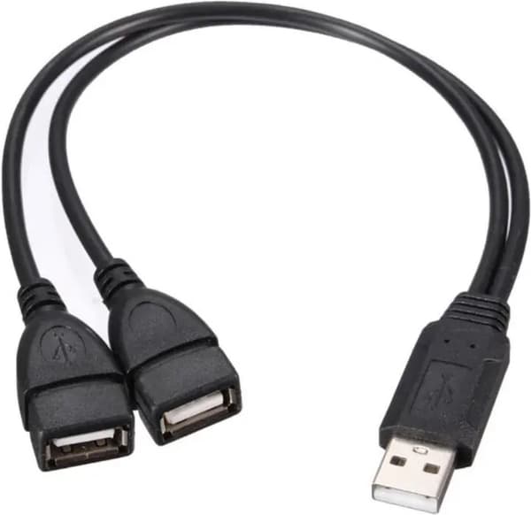 USB-splitter - 2 USB-portar. Observera! Endast för strömförsörjning, inte för dataöverföring.