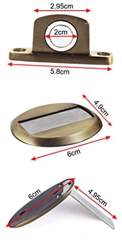 Borefri dørstopper - magnetisk dørstopper i rustfrit stål til gulv - bronze
