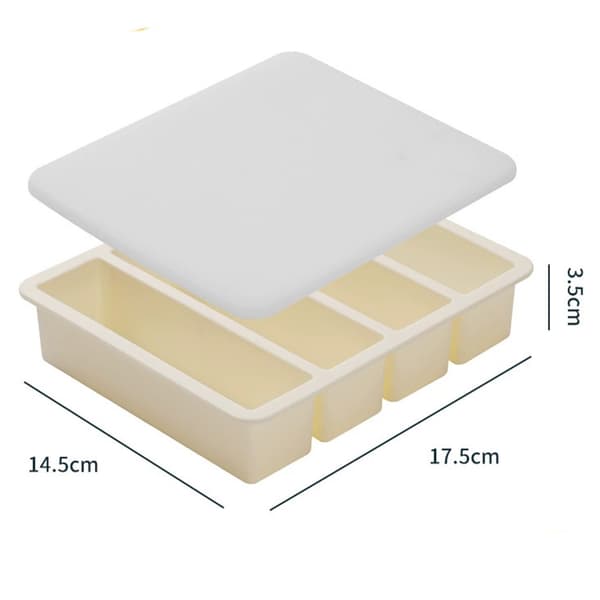 2-pack silikonsmörformar med lock, rektangulära non-stick-brickor för hemlagat smör, energibars, tvål