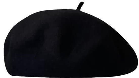 Sort Baret - Damestørrelse til Stort Hoved - Efterår/Vinter - Britisk Retro Stil - Alsidig Malerkasket