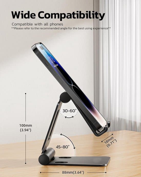 Sammenfoldelig telefon-/tabletstander - aluminiumslegering - sølv