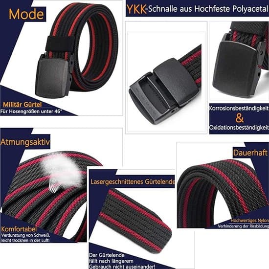 Herrbälte - Nyloncanvas - med plastspänne - 125 cm - Stil B