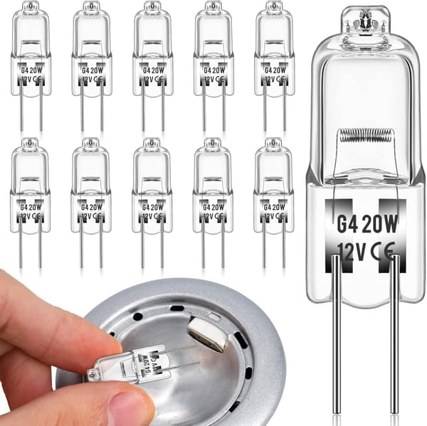 10-pack G4 halogenlampor, 2-stifts halogenlampor | 2-stift 12V 20W
