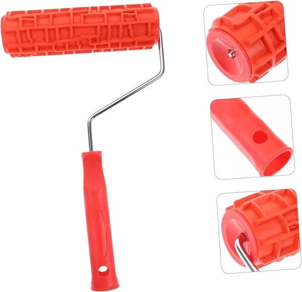 Texturerad roller - Mönstrad roller - Väggdekoration - Gummirulle - 35x18 cm - Röd