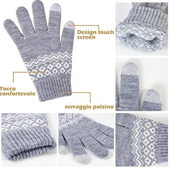 Handsker, Opvarmede Handsker, Vinterhandsker, Touchscreen-handsker, Søde, Vindtætte, Tykke, Hold varmen, Bløde, til kvinder, One size, Grå, Vinter