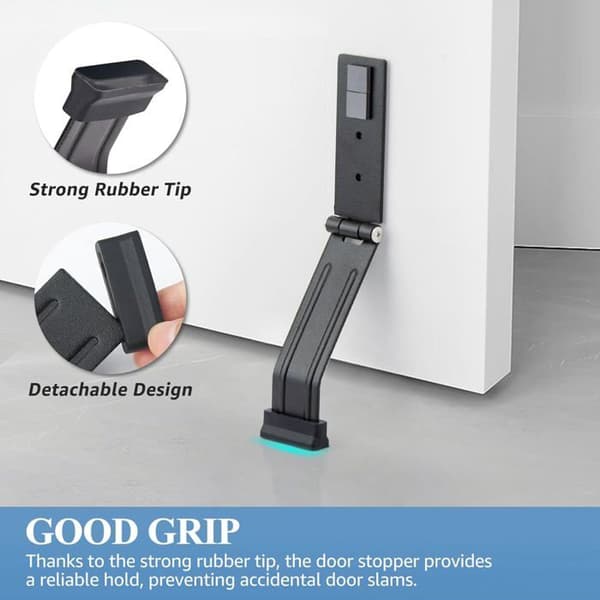 En bunddørstopper, robust metaldørstopper med gummihoved, foldbar dørstopper.