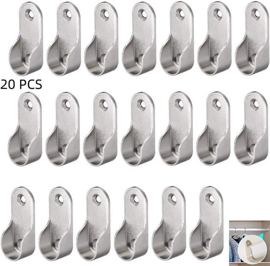 20-pack silver 45,5x19x12 mm ovala garderobsstångsfästen