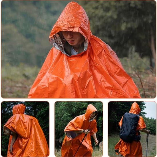 Vattentät överlevnadsfilt - Nödöverlevnadsregnponcho 4-pack