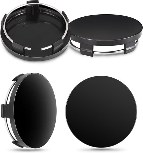 60 mm universale hjulkapsler, poleret sort finish - sæt med 4