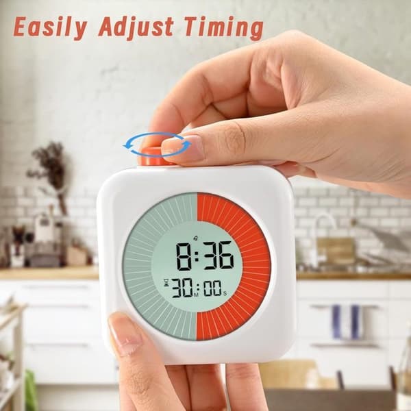 Digital visuel timer - Timer med nedtælling, alarm og urfunktioner - Hvid