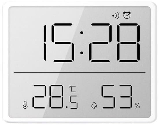 Termometer och hygrometer digital väckarklocka, magnetisk, vit