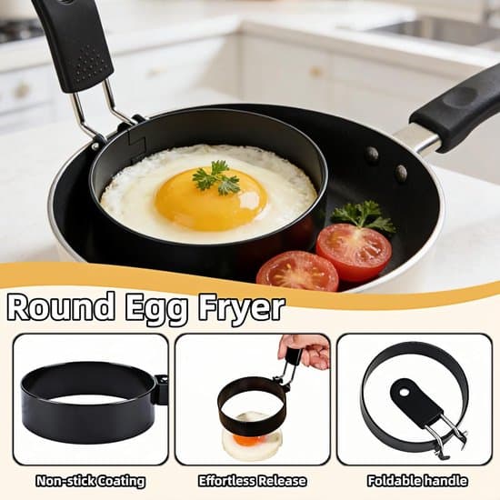 8,9 cm ægge-/pandekagering i rustfrit stål - sort