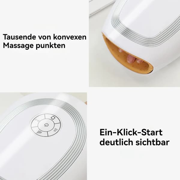 Håndholdt massager, håndmassager, 4 massageprogrammer, 3 trykintensiteter og 2 temperaturniveauer, håndmassage