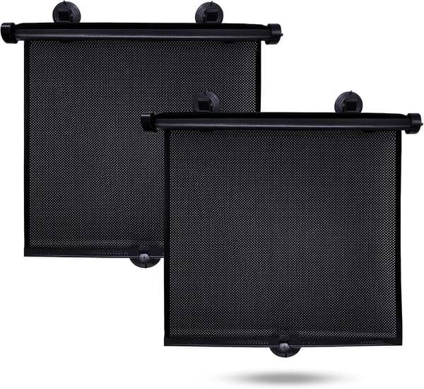 Solskydd för bilens sidorutor, justerbara rullgardiner - (2-pack)