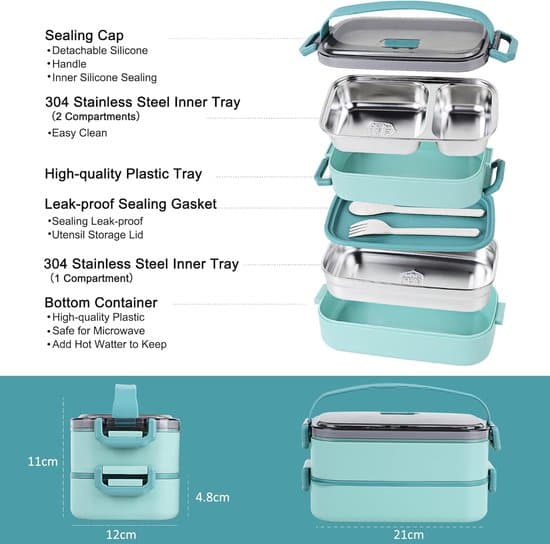 Madkasse i rustfrit stål, stor kapacitet, 304, hvid