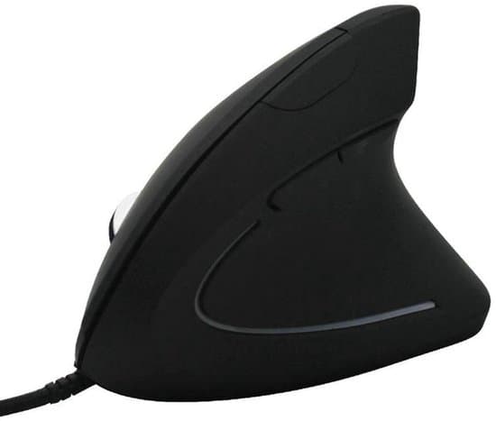 Sort USB-kablet ergonomisk vertikal optisk mus, velegnet til bærbare computere.