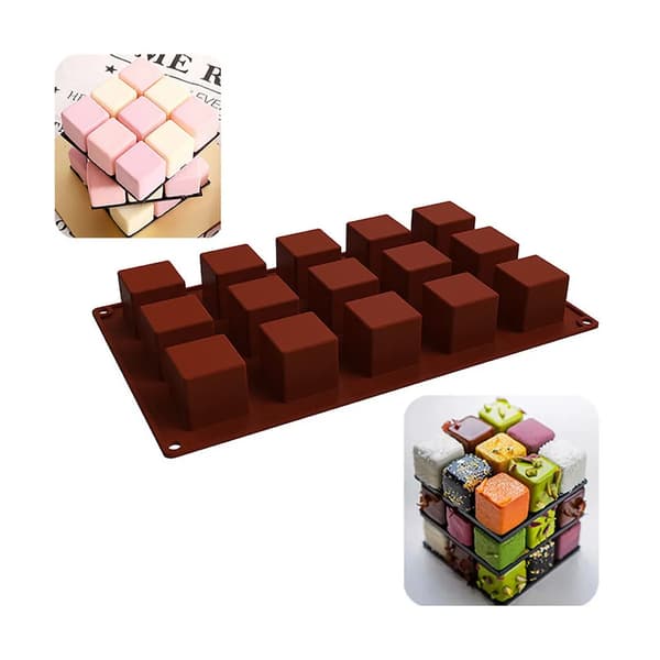 Firkantede silikoneforme, 2-pak mousse kage bageforme, velegnet til desserter, cheesecakes, trøfler mv.