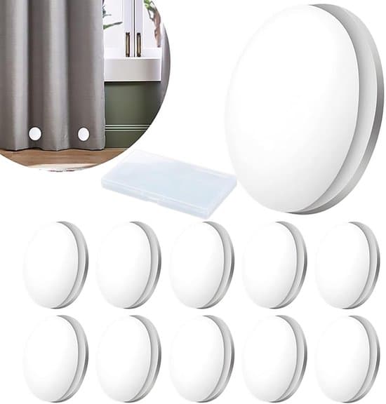 Magnetiska gardinfällor - 10-pack - Plastmaterial med rostfria magneter - 4 cm