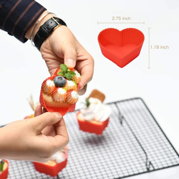 12-pack silikonmuffinsform med hjärtformade cupcakeformar