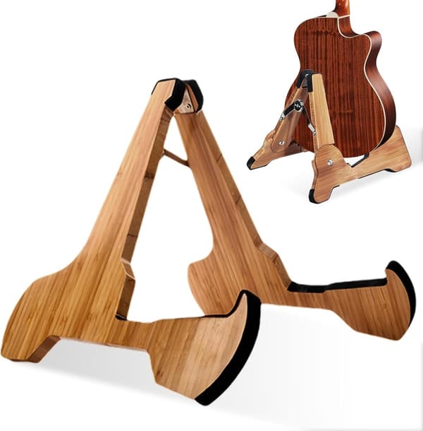 Gitarrställ, Instrumentställ, Mattställ, Akustiskt Gitarrställ, Tillbehör för Akustisk, Elektrisk & Bas (Brun)