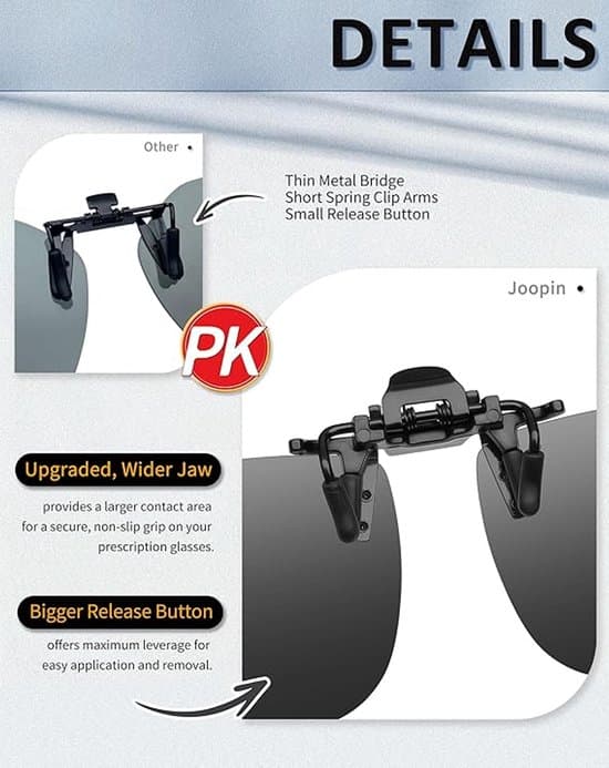 2-delade clip-on polariserade solglasögon, unisex, rektangulära, över-glasögon, UV-skydd