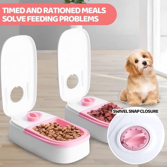 Automatisk kæledyrsfoderautomat Foderskål Kattefoderautomat Elektrisk foderautomat Enkeltmåltid Stor kapacitet Opbevaring Tør Vådfoder Katte Hunde Pink