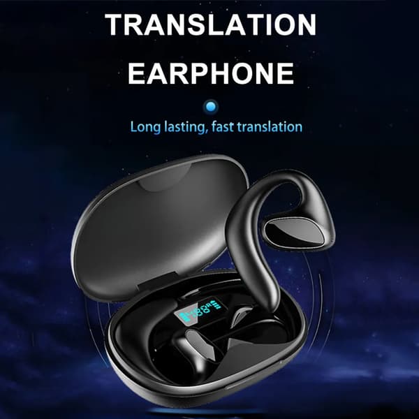 Bluetooth-øretelefoner 2-i-1 sprogoversætter In-Ear Trådløs 144 sprog Sort