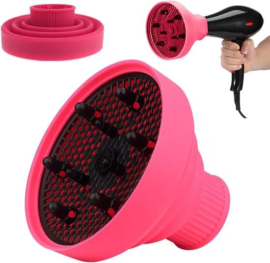 Pink silikone hårtørrer diffuser – maksimal luftstrøm for smukke, definerede krøller uden at tilstoppe dit hår.