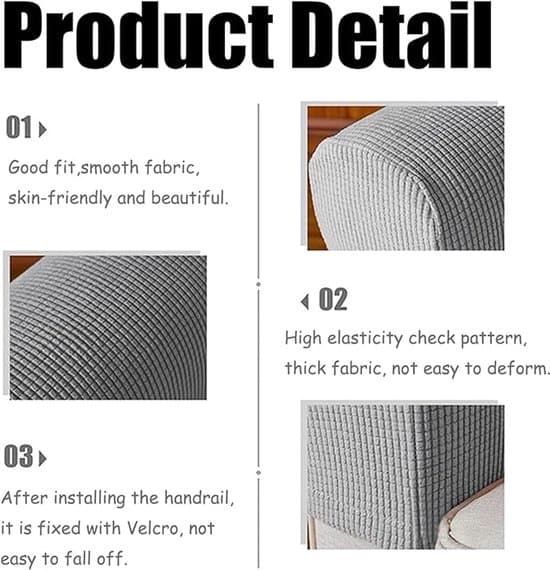 2-pack halkfria armstödsskydd i polyester-elastan för soffstolar