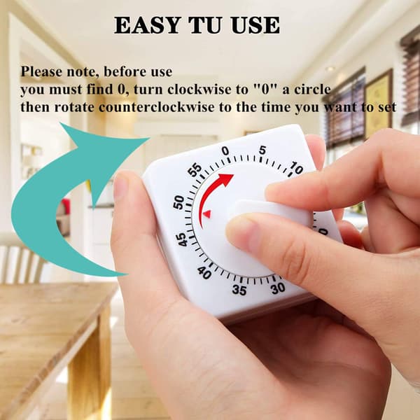 2-pack 60-minuters visuell kökstimer, mini nedräkningsmekanisk timer