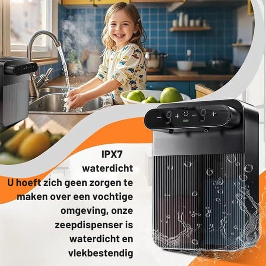 Opvaskemiddeldispenser - Sæbedispenser - 3000mAh - Vægmontering - 2x 400 ml - IPX6 vandtæt - Sort